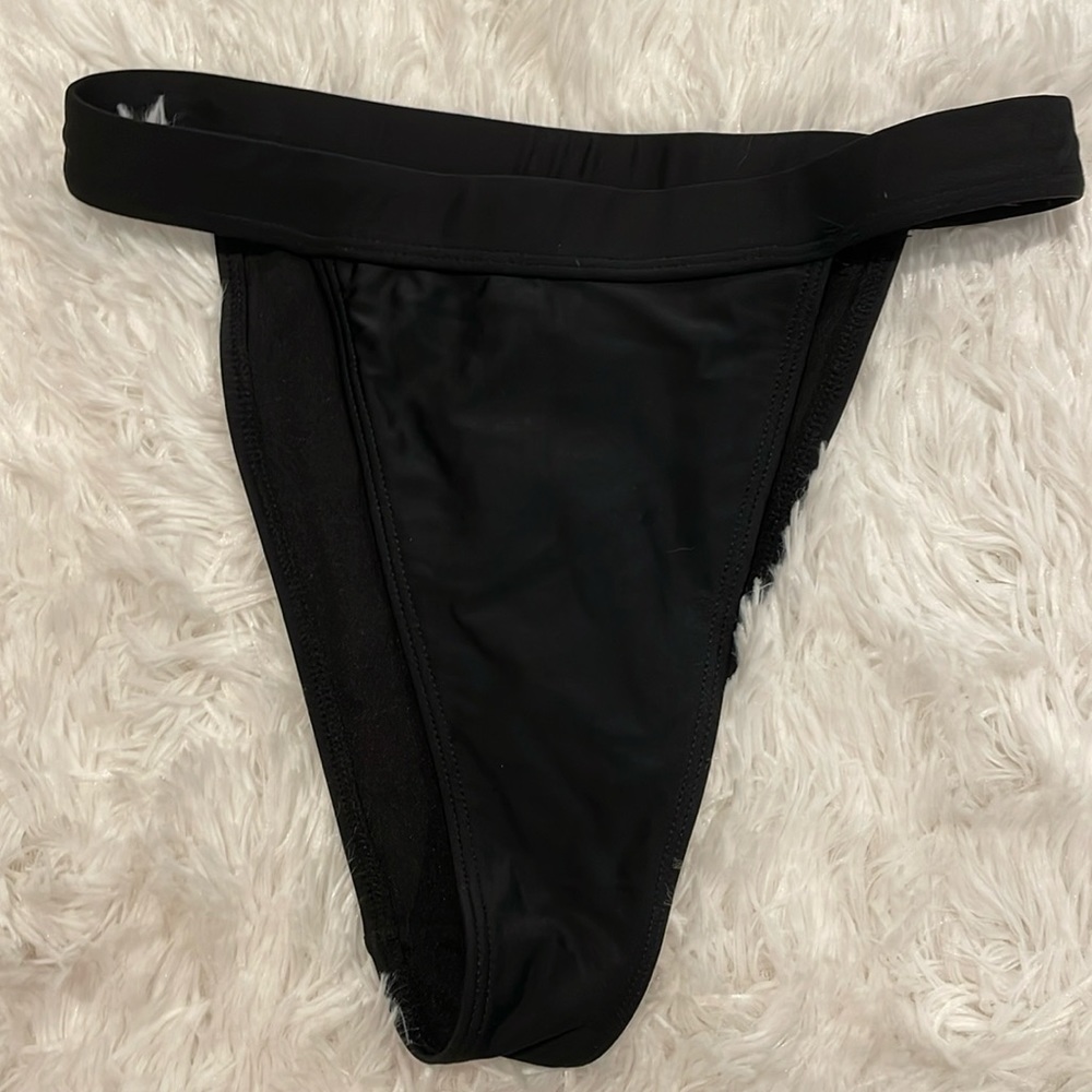 Missguided black high waist high leg tanga bikini bottom